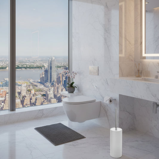 Dluxe Ave. Matt White Ceramic Toilet Brush and Holder Set