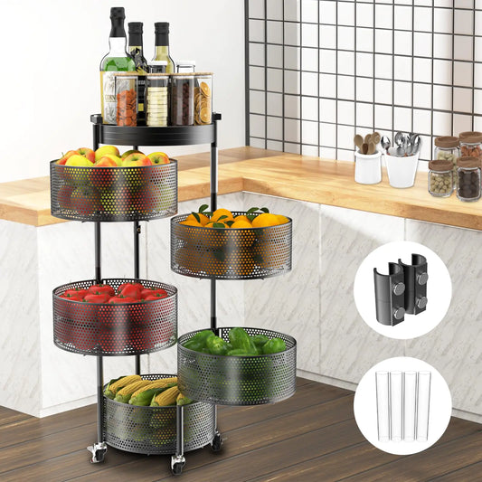 Dluxe Ave. 5 Tier Rotating Storage Rack Cart
