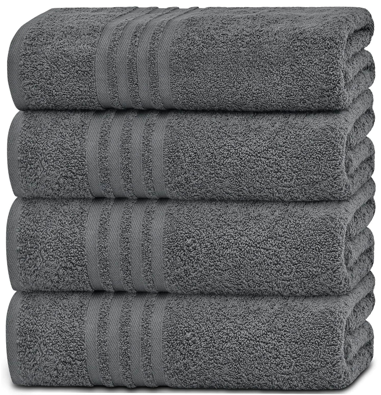 Dluxe Ave. Wealuxe Grey Bath Towels Set of 4 Cotton 27x54 Inch Body Towel for Hotel Gym