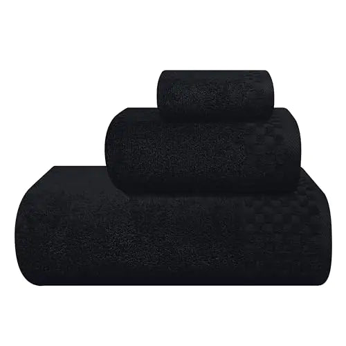 Dluxe Ave.  Ultra Soft Cotton Towel Set, 3 Pack (Black)