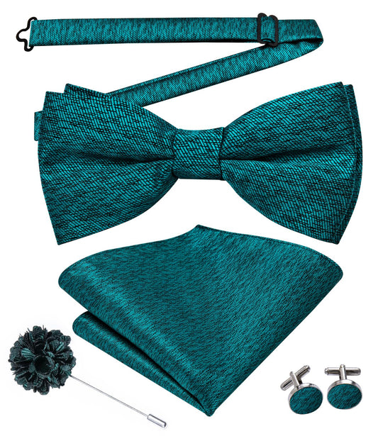 Dluxe Ave. Pretied Bow Ties for Men Wedding Formal Bow Tie Handkerchief Cufflinks