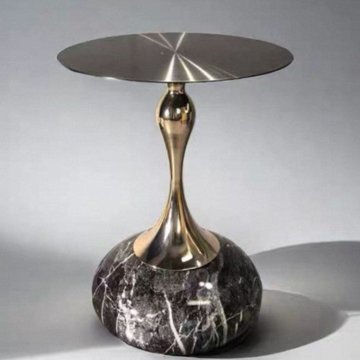 Dluxe Ave. Nordic Retro Metal Side Table with Marble Top