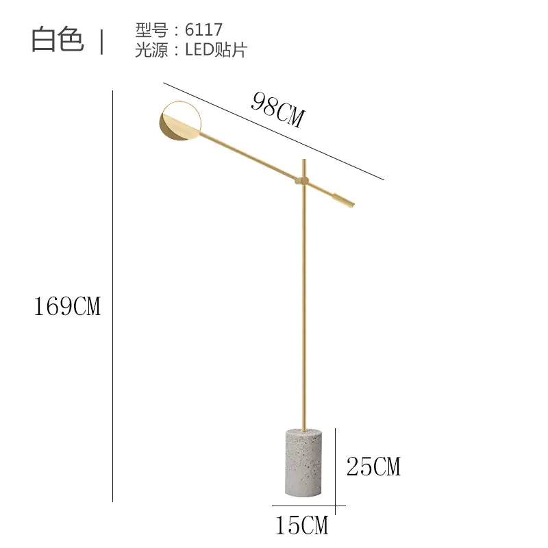 Dluxe Ave. Modern Minimalist Reading Floor Lamp with Terrazzo Base