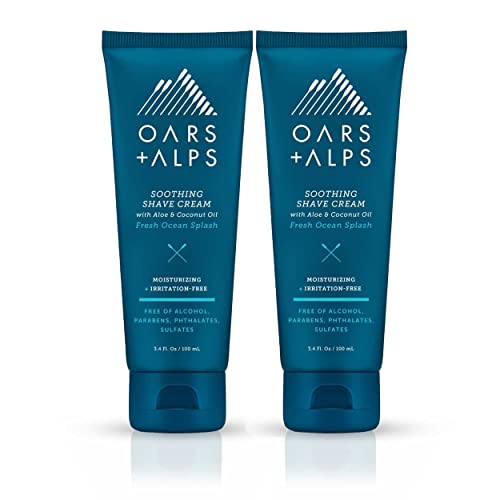 Dluxe Ave. Oars + Alps Soothing Mens Shaving Cream Dermatologist Tested TSA Friendly 3.4 Oz 2 Pack