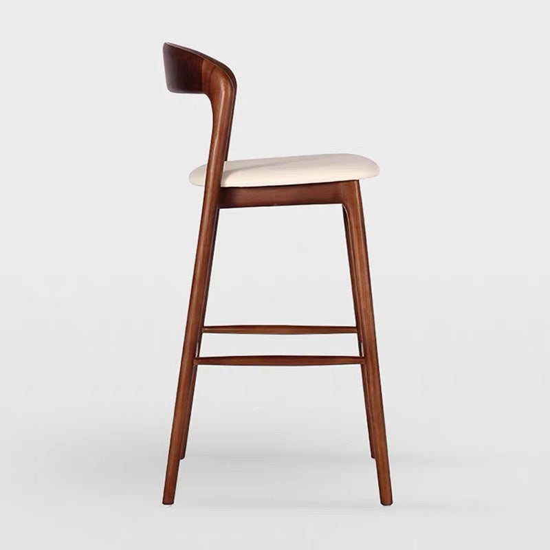 Modern Solid Wood Bar Stool with Backrest