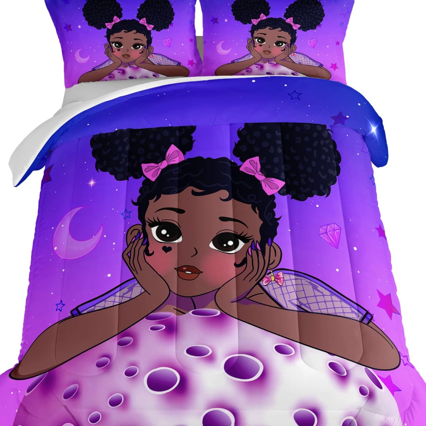 Dluxe Ave. ( QUEEN ) 3 Pcs Comforter and Bedding Set/ Purple