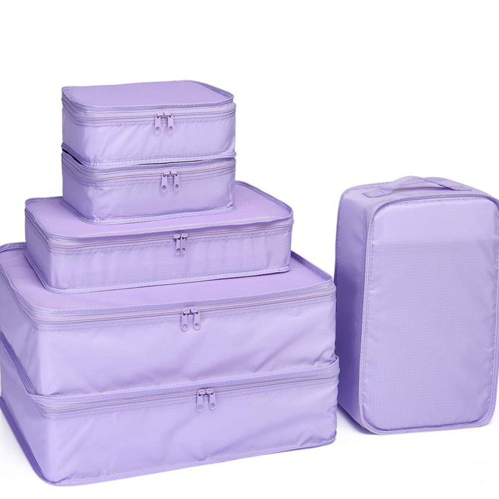Dluxe Ave. Travel Packing Organizers with Shoe Bag/ Purple