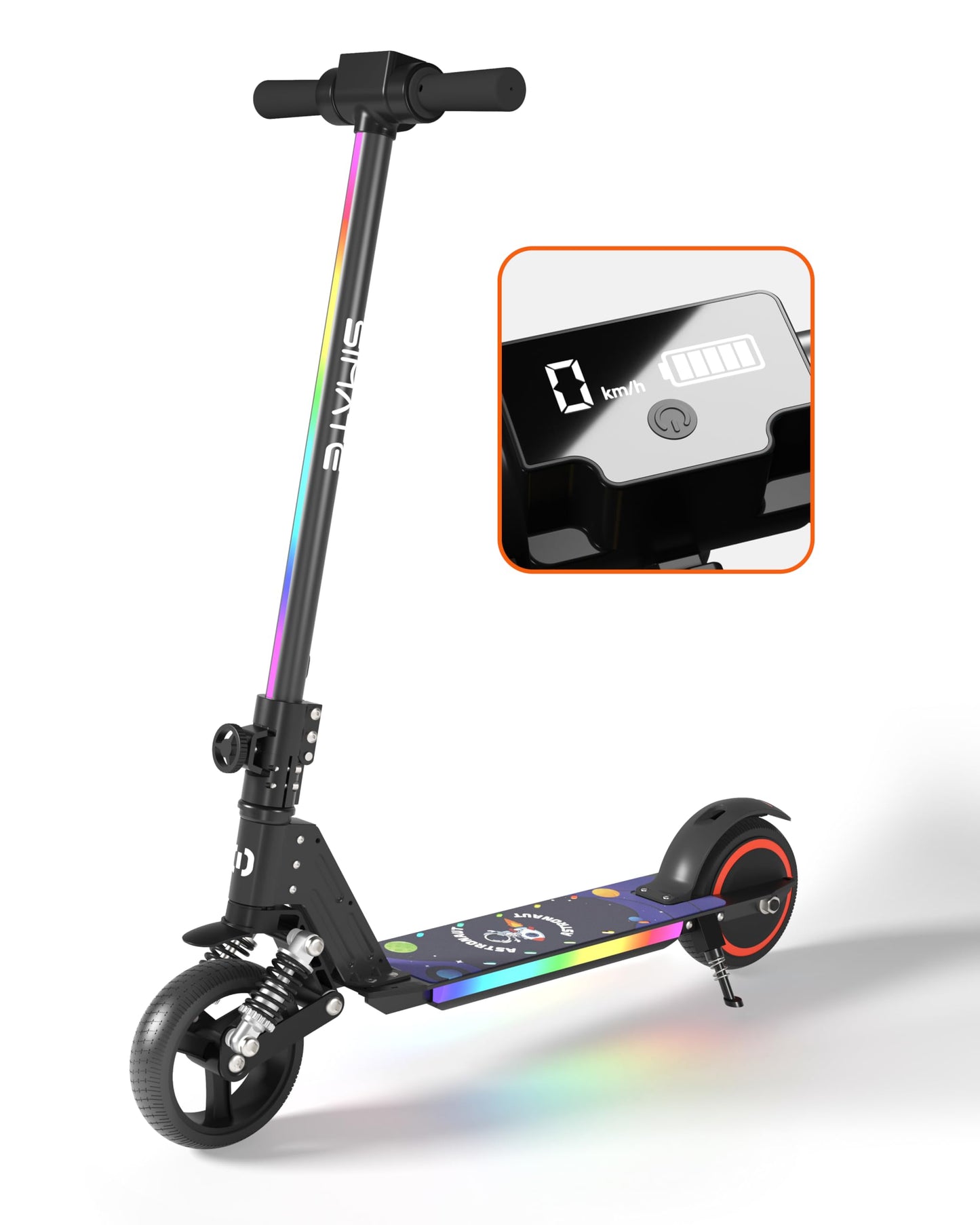 Dluxe Ave. Kids Motorized E-Scooters with Colorful Front Light and Pedal Lights LED Display & Foldable Dual Braking System Top 8.7mph & 5 Miles /Girls Boys Teens