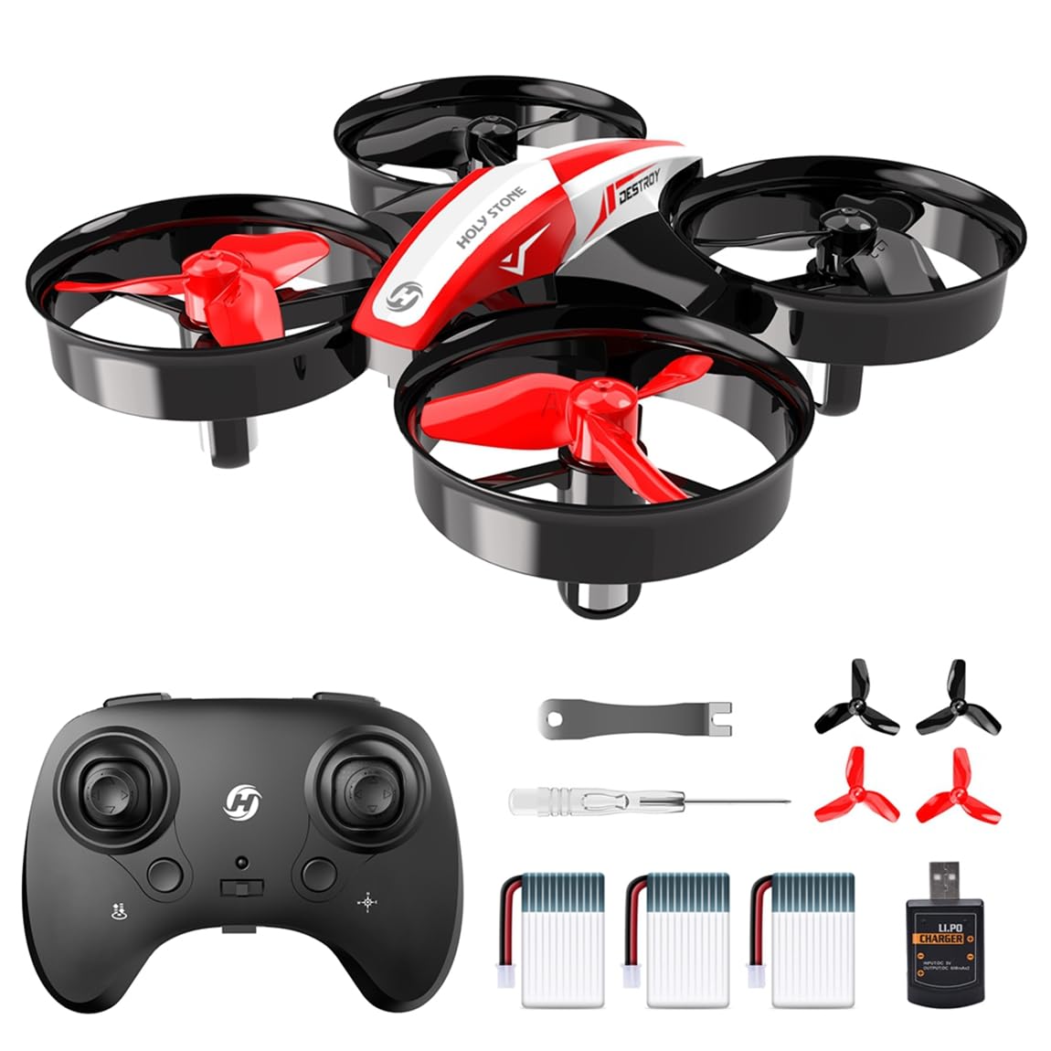 Holy Stone Mini Drone for Kids and Beginners RC Nano Quadcopter Indoor Small Helicopter Plane with Auto Hovering 3D Flips Headless Mode and 3 Batteries Great Gift Toy for Boys and Girls Red