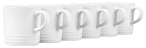 Dluxe Ave. ( Limited Edition) Stoneware Set of 6 London Mugs 12 oz. Each White