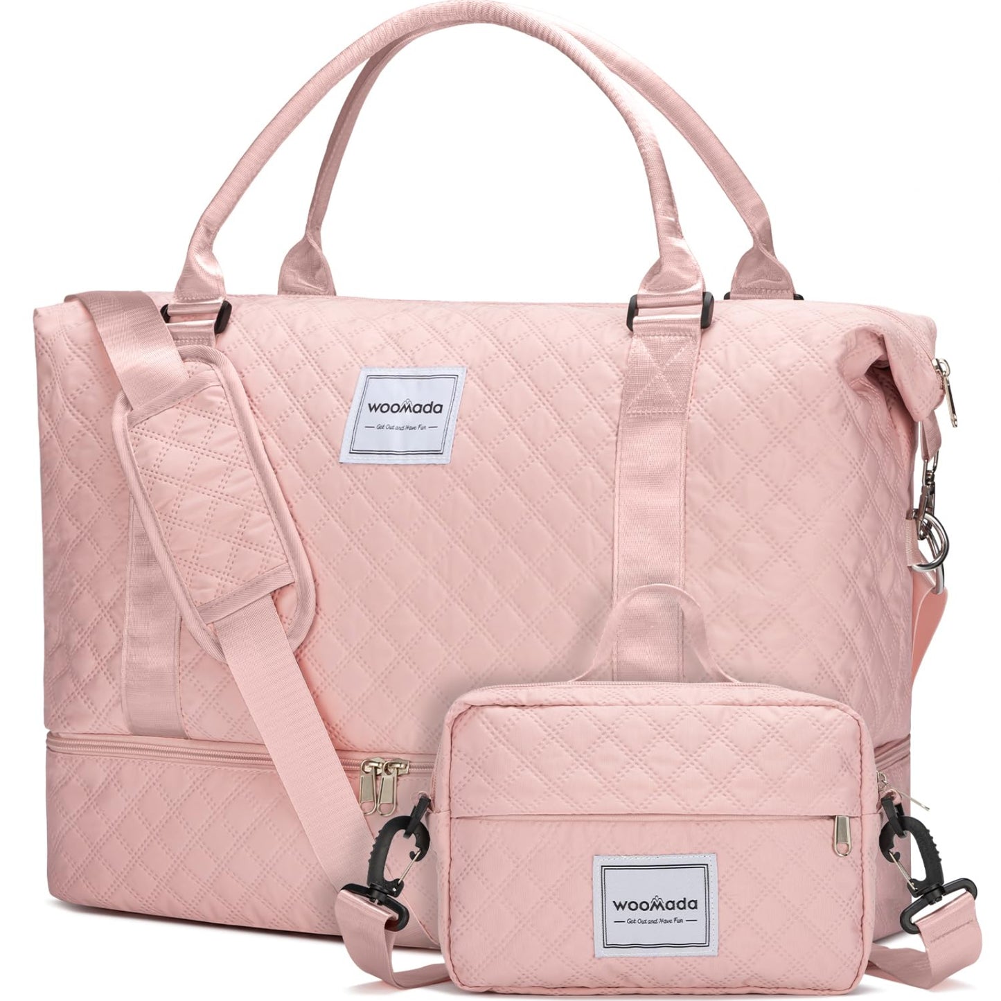 Dluxe Ave. Travel Duffel with Shoes Compartment with Toiletry Bag/ Large (pink)