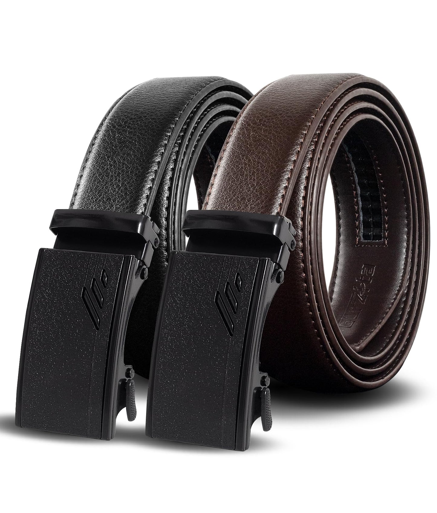 Dluxe Ave.  Mens Leather Slide Belts/  2 Packs/ Adjustable