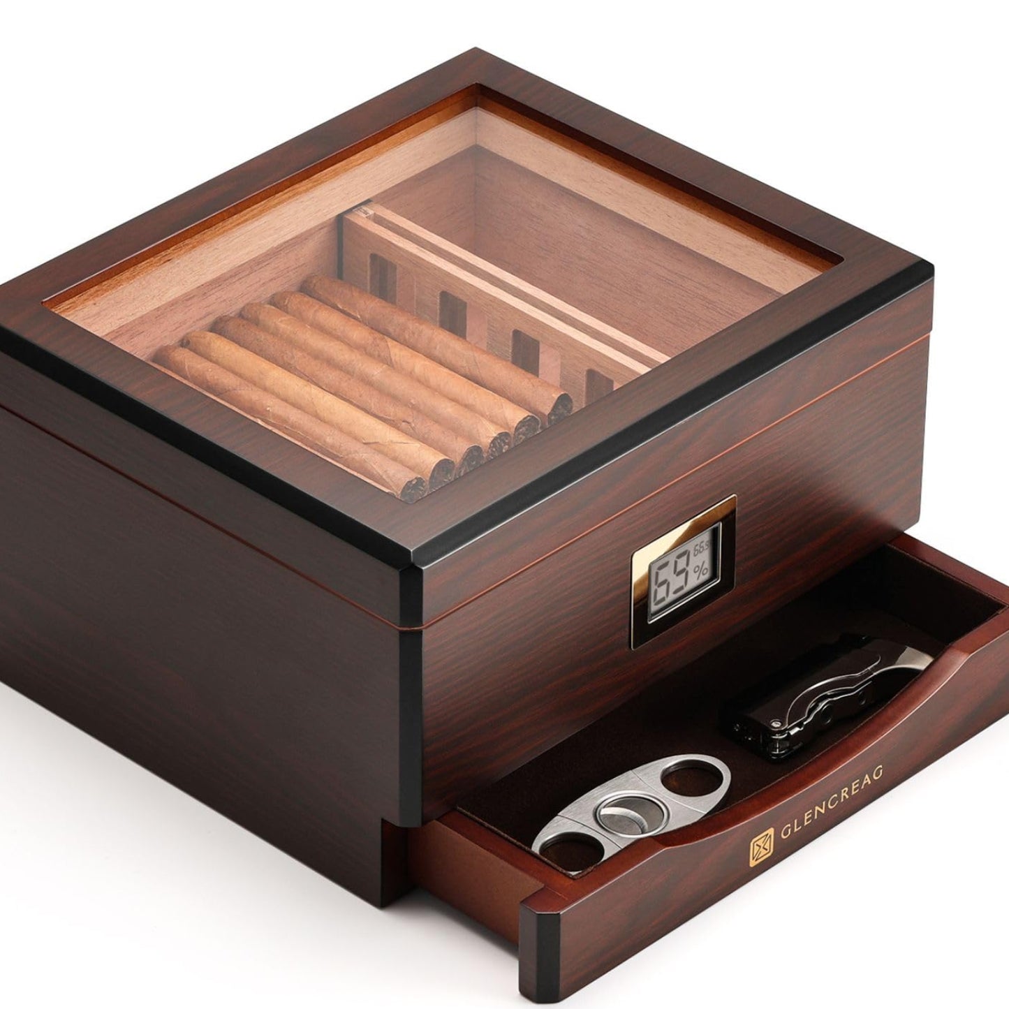 Dluxe Ave. Cigar Humidor Box for 55 Counts