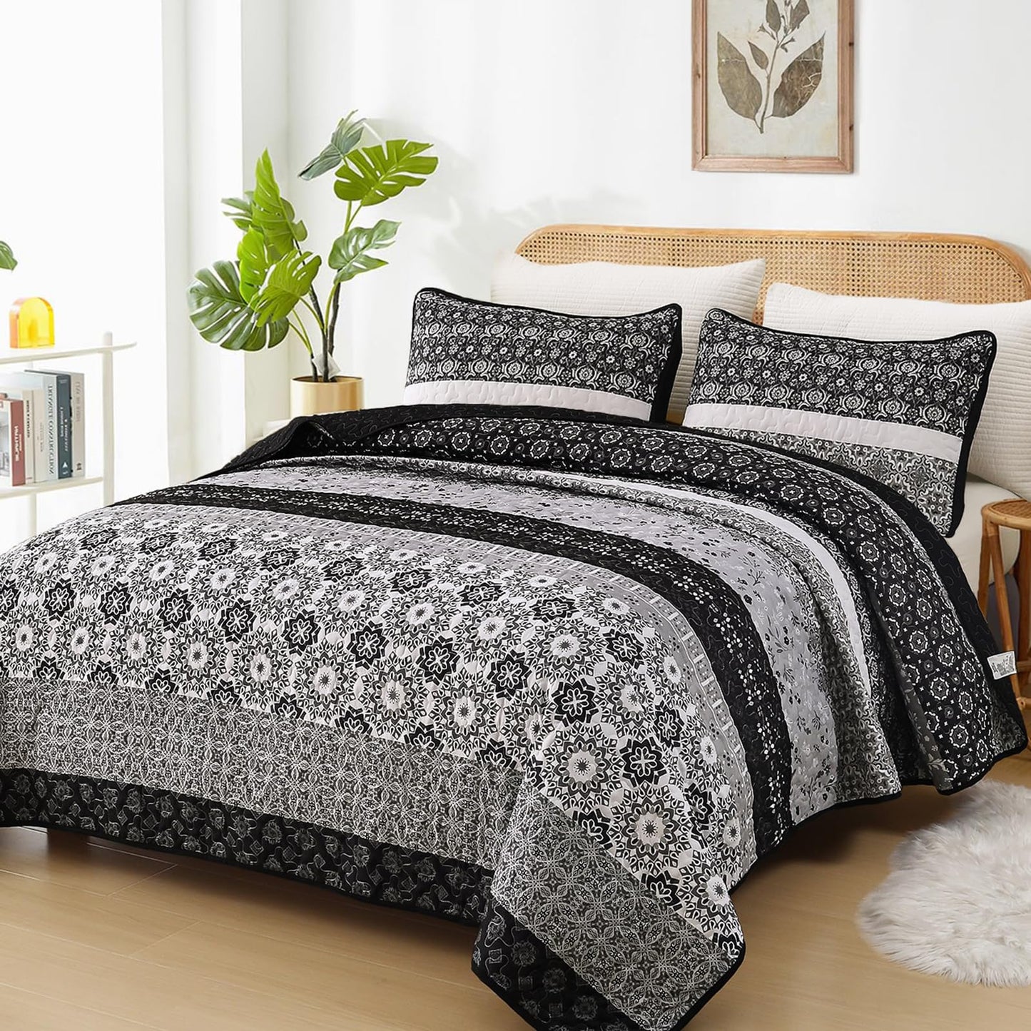 Dluxe Ave. ( QUEEN ) 3 Pieces Microfiber Bedding Set/ for All Seasons (96"x90")/ BLACK