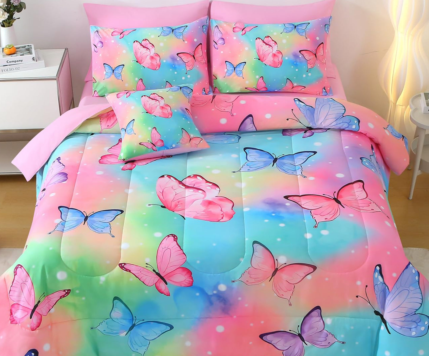Dluxe Ave. ( TWIN ) 6 Pcs Bedding and Comforter Set, Rainbow
