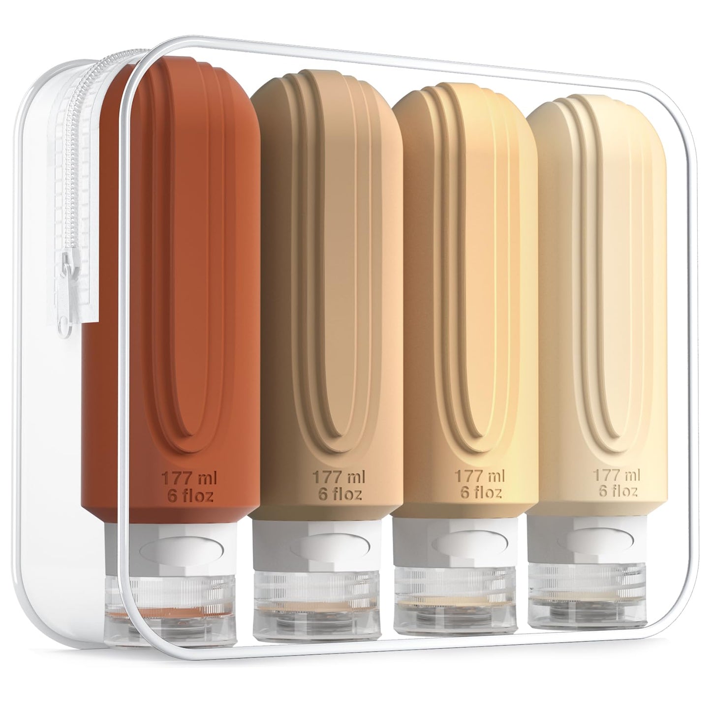 Dluxe Ave. Travel Bottles for Toiletries/ Large 6oz Oversize/ BPA Free Leak Proof/ Refillable/ 4 Pack