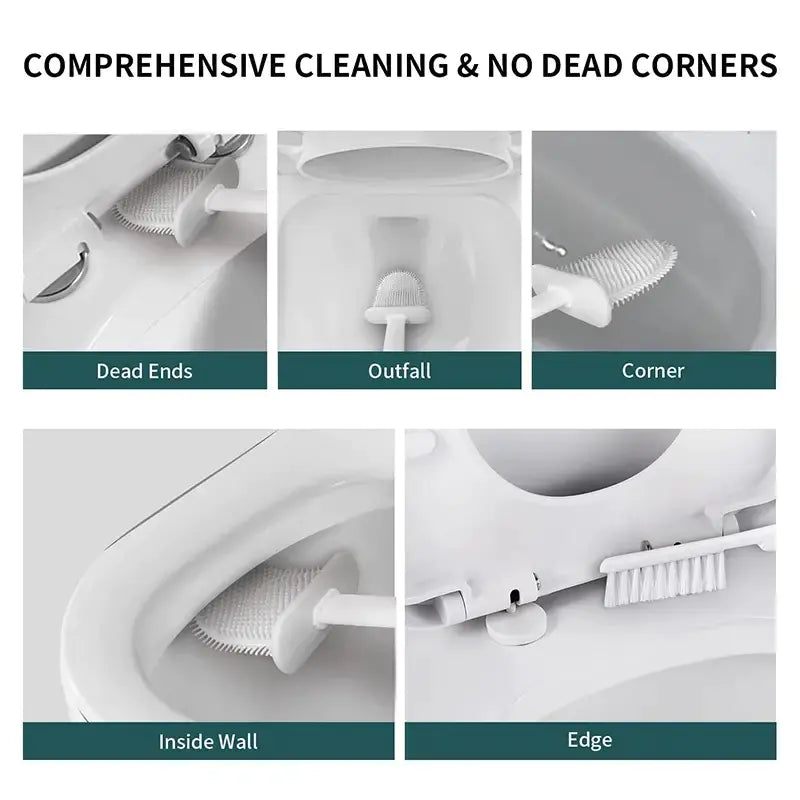 Dluxe Ave. Wall-mounted Toilet Brush and Holder with Silicone Head
