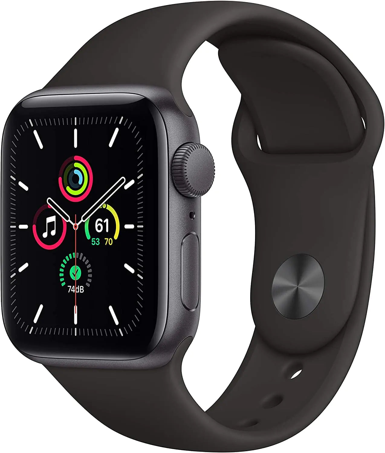 Dluxe Ave. Apple Watch SE (GPS 40mm) - Space Gray Aluminum Case with Black Sport Band (Renewed)