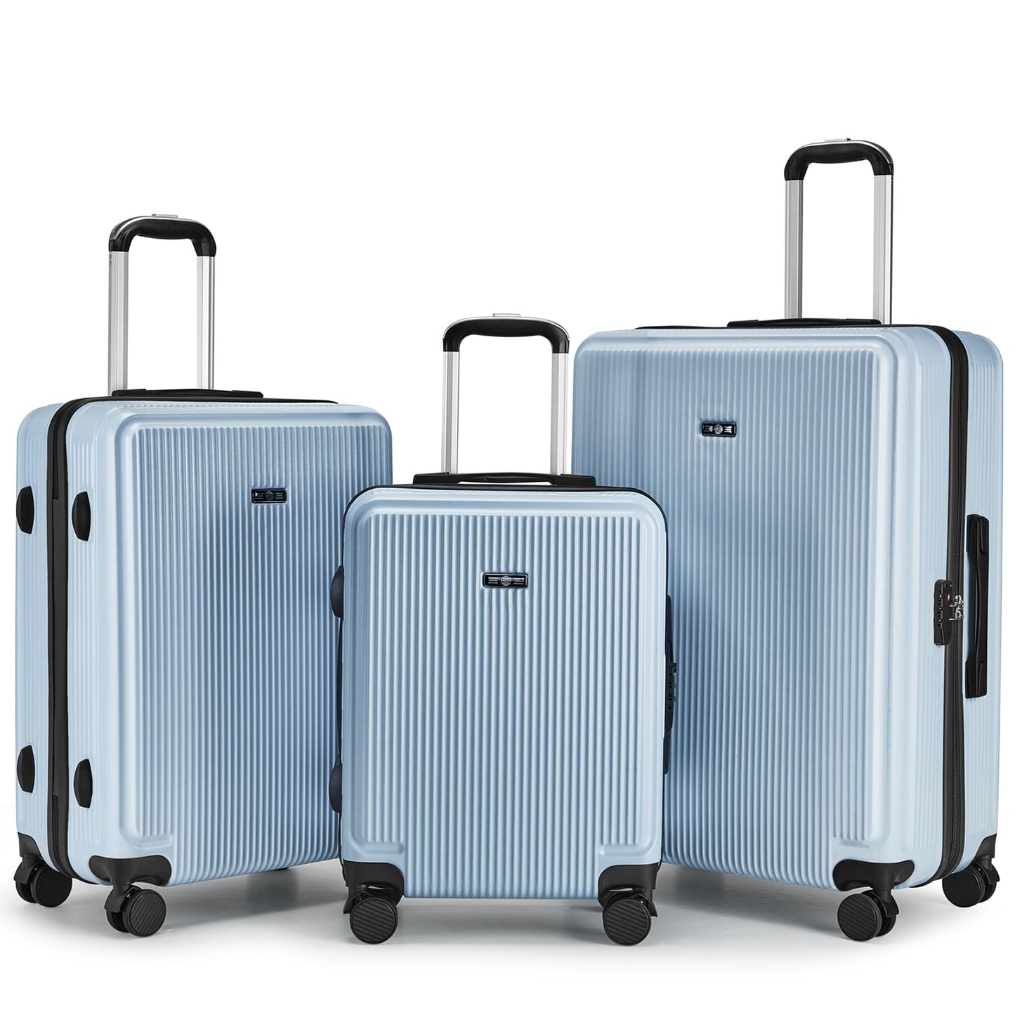 Dluxe Ave. Luggage 3 Sets/Airline Approved/ Spinner Wheels/ TSA Lock/ Hard Shell/ (Blue)