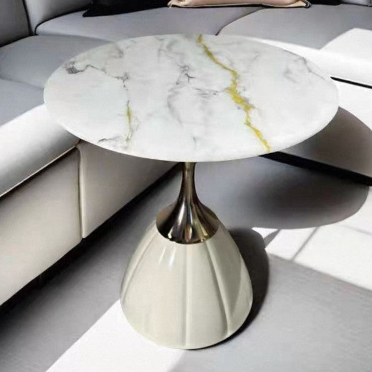 Dluxe Ave. Nordic Retro Metal Side Table with Marble Top