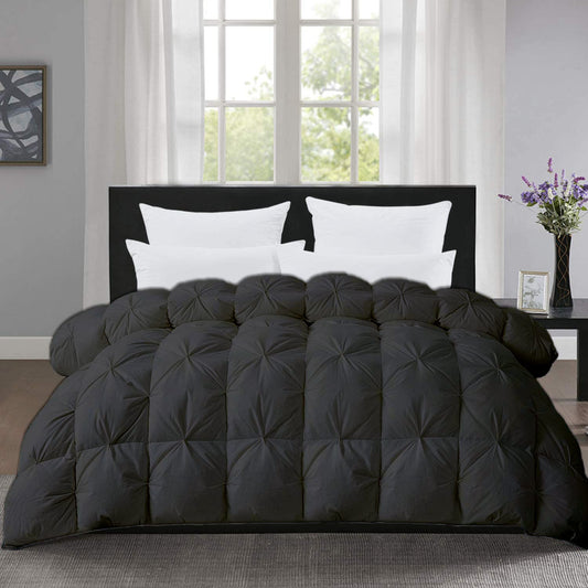 Dluxe Ave. (  ALASKAN/ KING ) 1 Pcs 100% Organic Cotton Pinch Pleat Comforter, All-Season Luxury Hotel Quality/ Dark Gray