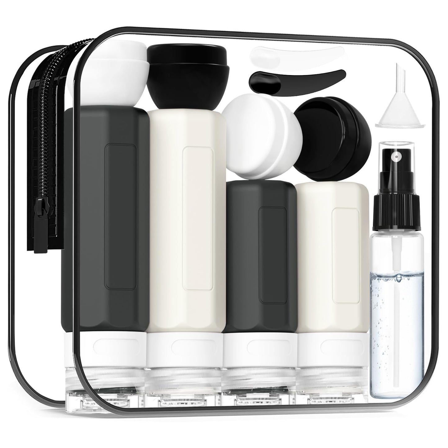Dluxe Ave. 17 Pack Travel Bottles for Toiletries/ TSA Approved / Black & White
