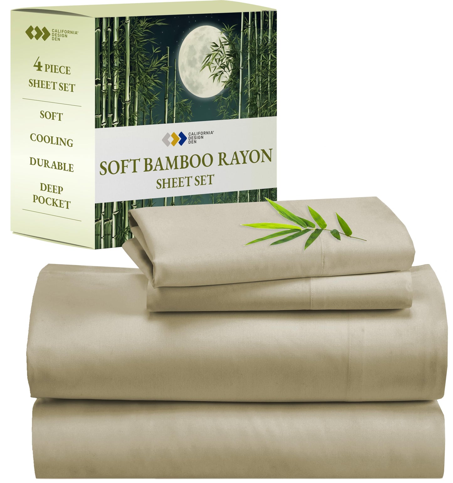 Dluxe Ave. ( KING ) Bamboo Sheet Set, Luxury Hotel Sheets ,Beige