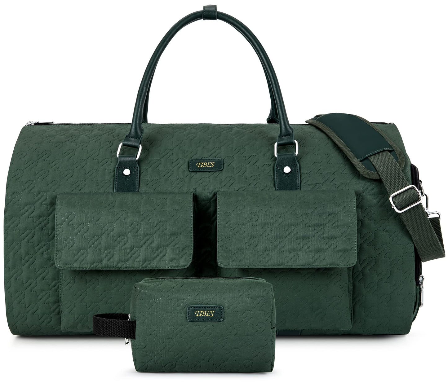 Dluxe Ave. Convertible Carry On/ Travel Duffel Bag/ 2 in 1 Hanging Suitcase /3pcs Set (Hunter Green)