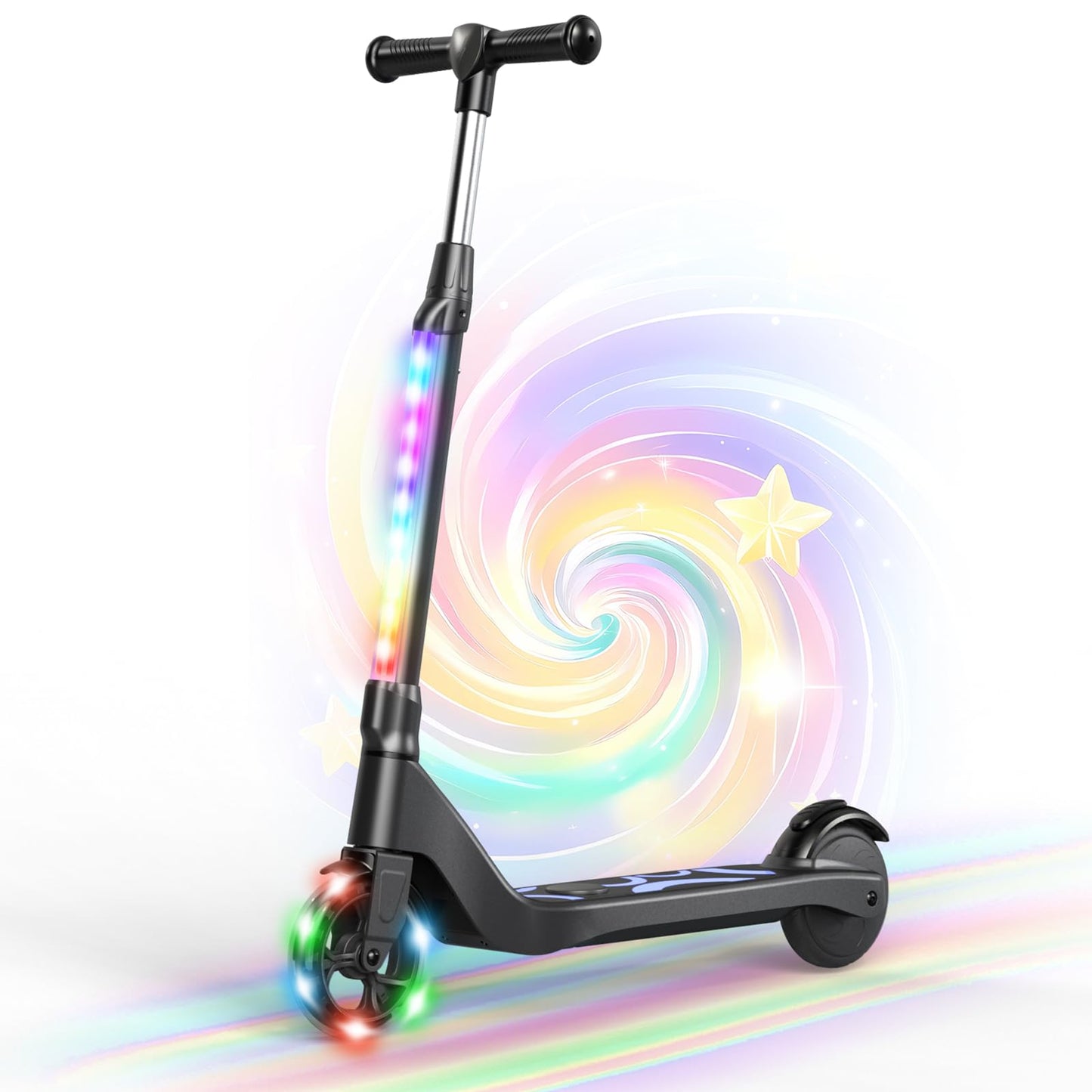 Dluxe Ave. Electric Scooter for Kids Ages 6-12, LED Light-Up Deck, with 3 Adjustment Levels Handlebar, to 36 Inches High5.3" / Green