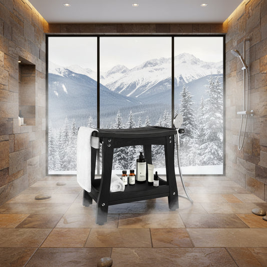 Dluxe Ave. 2-Tier Bathroom Shower Bench/ Small (Black)