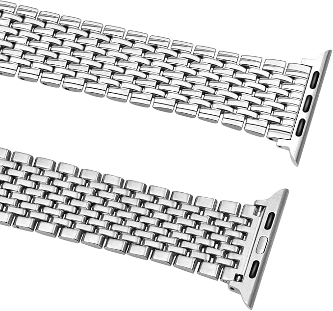 Dluxe Ave. ABNUSR Stainles Steel Silver Watch Bands for Apple Watch Series 10 9 8 7 6 5 4 3 2 1 SE Ultra Watch Strap fits 42mm/44mm/45mm/49mm Men Women Watch Bands