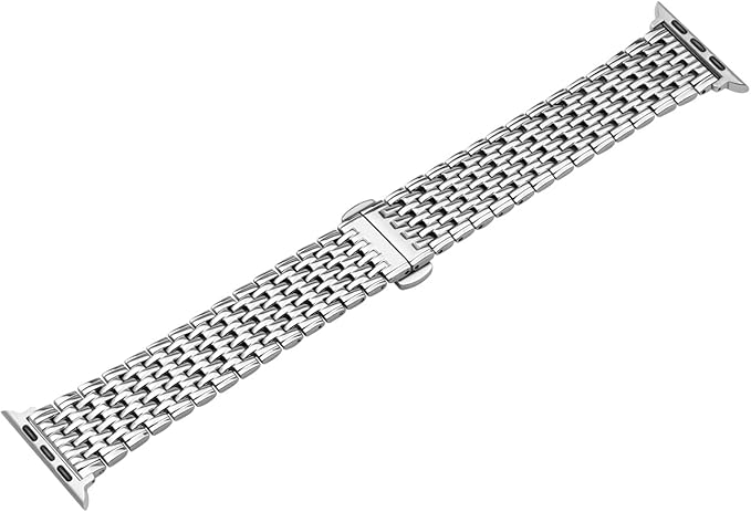 Dluxe Ave. ABNUSR Stainles Steel Silver Watch Bands for Apple Watch Series 10 9 8 7 6 5 4 3 2 1 SE Ultra Watch Strap fits 42mm/44mm/45mm/49mm Men Women Watch Bands