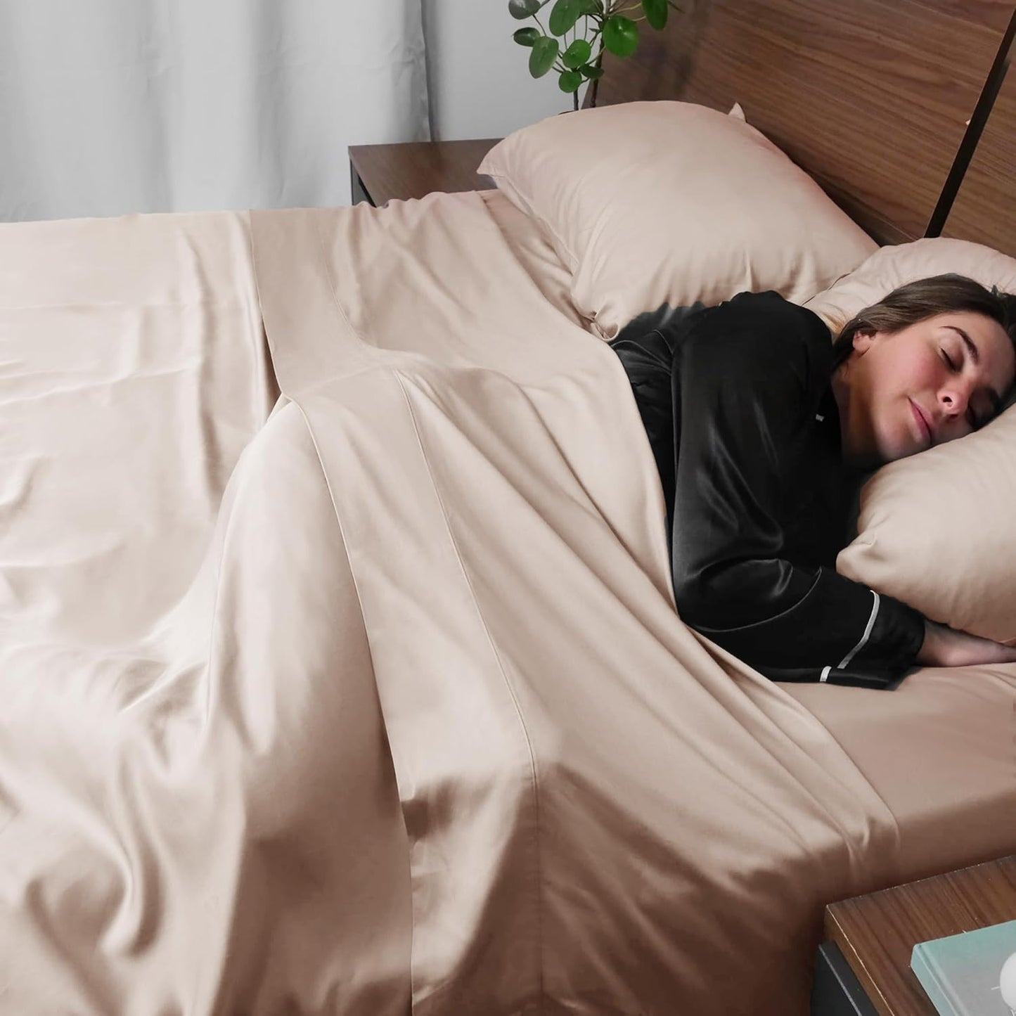 Dluxe Ave. ( TWIN ) 3 Pcs Cooling Sheet Set, 16 inches Deep Pocket, Sand