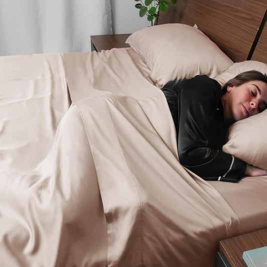 Dluxe Ave. ( TWIN ) 3 Pcs Cooling Sheet Set, 16 inches Deep Pocket, Sand