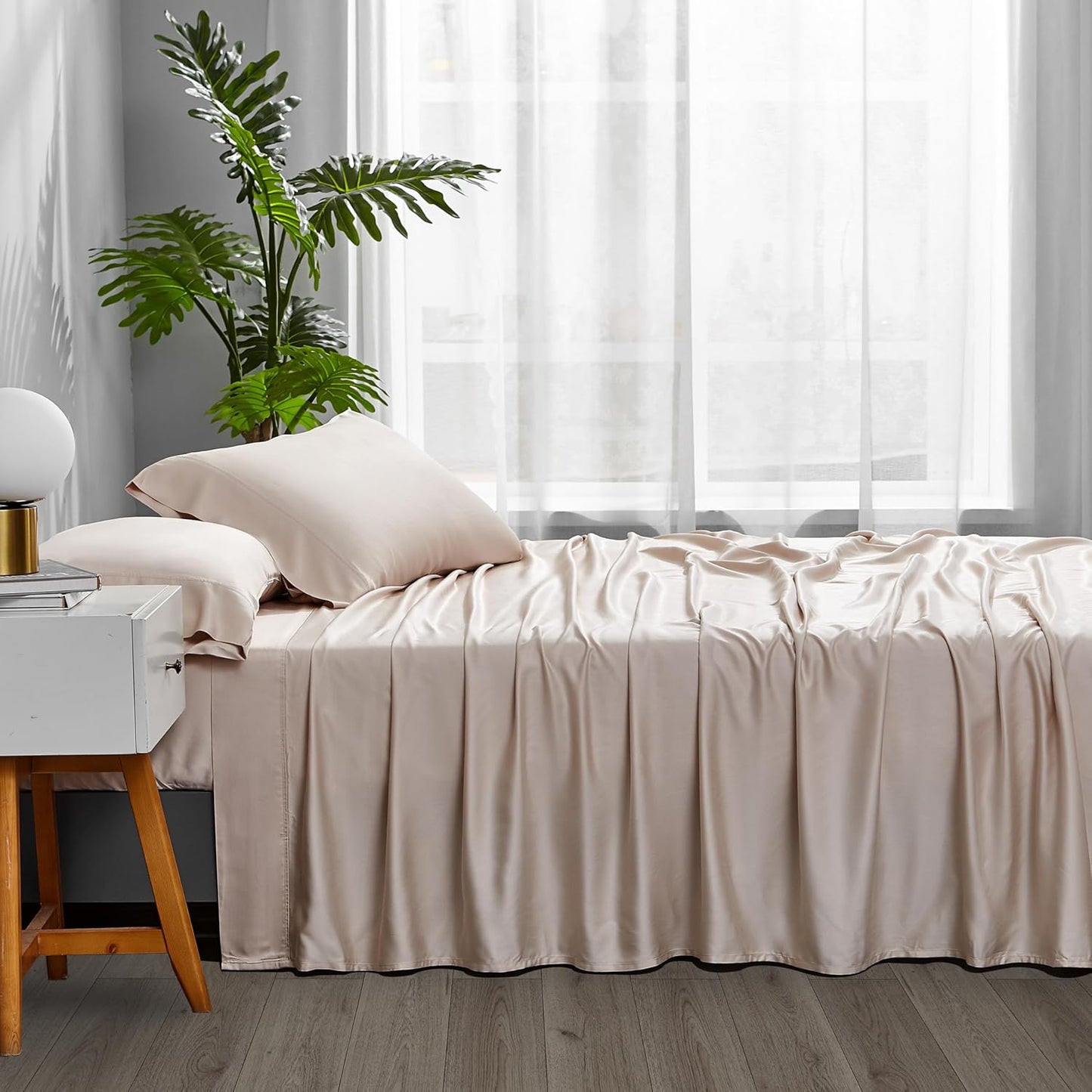 Dluxe Ave. ( TWIN ) 3 Pcs Cooling Sheet Set, 16 inches Deep Pocket, Sand