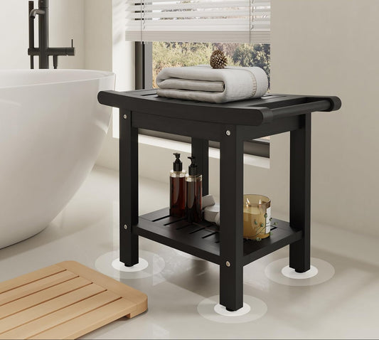 Dluxe Ave. Lumber Shower Bench/ Large 22" x 13" (Black)