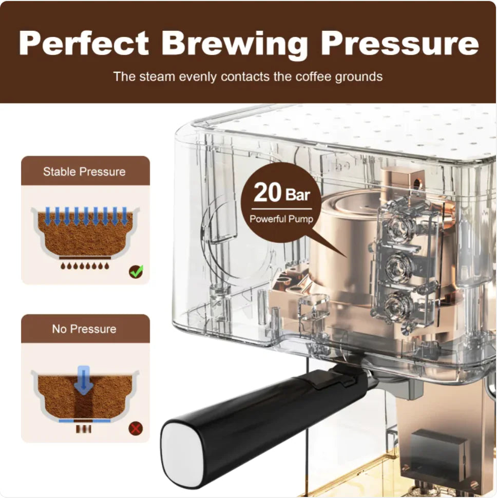Dluxe Ave. Geek Chef 20-Bar Espresso Machine with Milk Frother