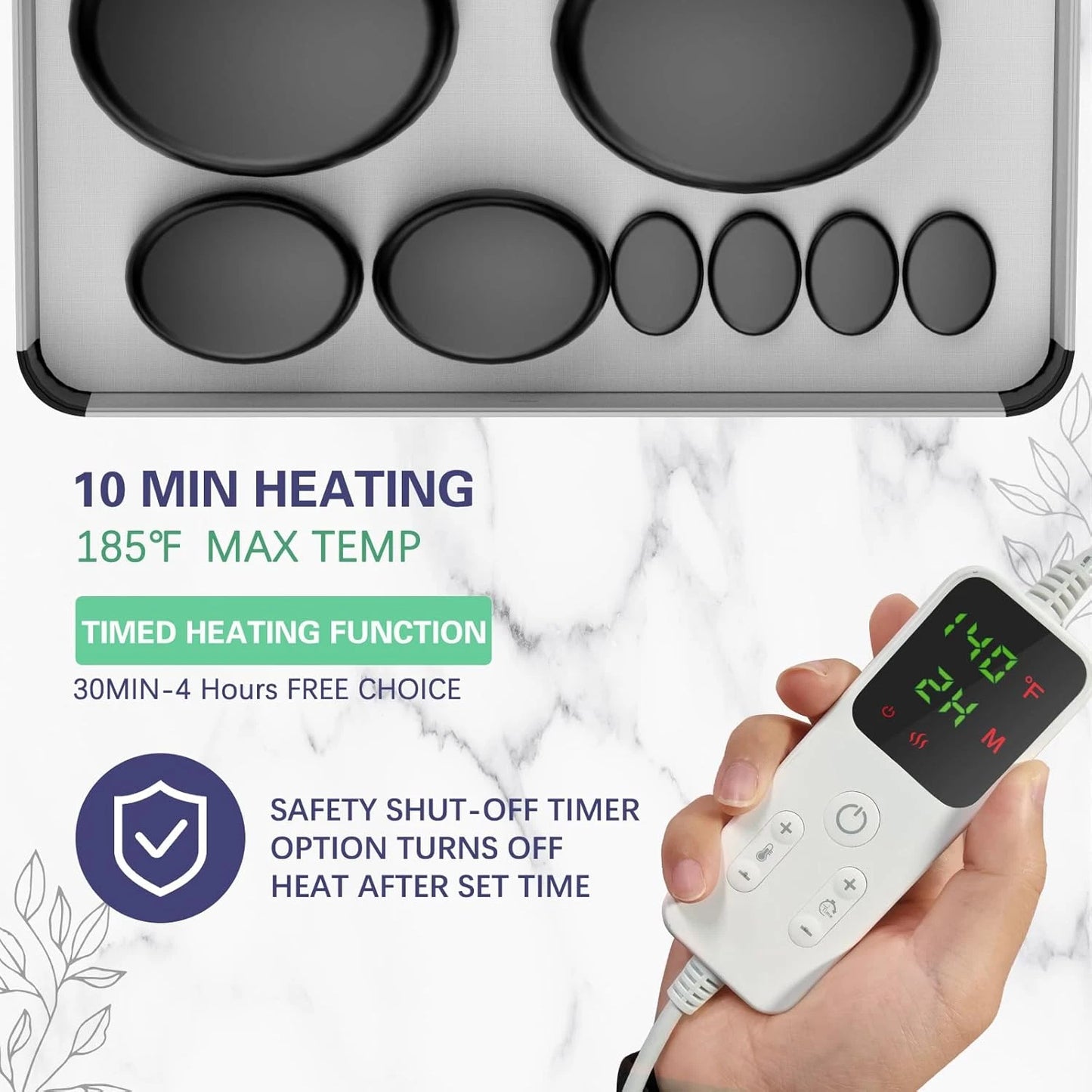 Dluxe Ave. Hot Stones Massage Set with Temperature Adjustment/ 10 Pcs