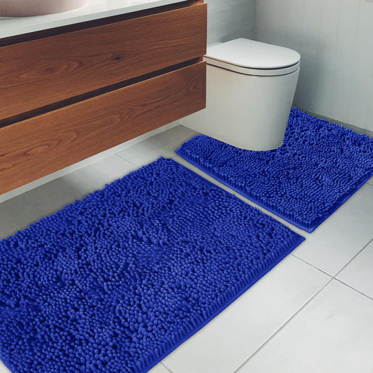 Dluxe Ave. Bathroom Rugs 3 Piece Set/ Super Absorbent (Royal Blue)