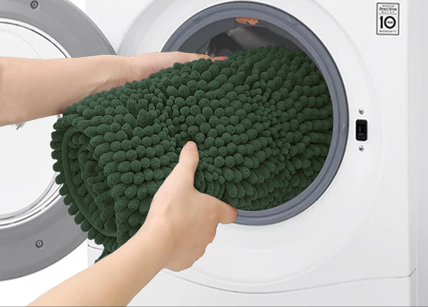 Dluxe Ave. AINAHYVA Bathroom Rugs Sets 2 PieceSuper Absorbent Chenille Rugs and Strong PVC Non-Slip Bathrooms16×24+20×32 (Dark Green)