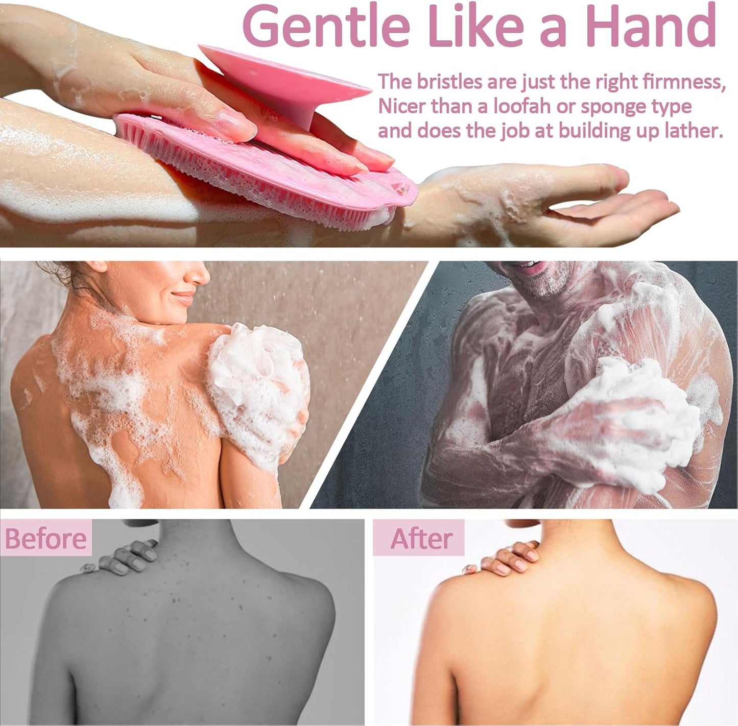 Dluxe Ave. Soft Silicone Body Scrubber/ Lather Easily/ Large Suction Cup (Pink)