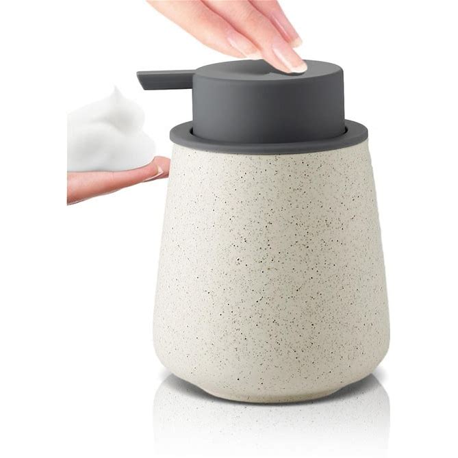 Dluxe Ave. Foaming Hand Soap Dispenser, 12 Oz Ceramic Refillable Bottle with Pump