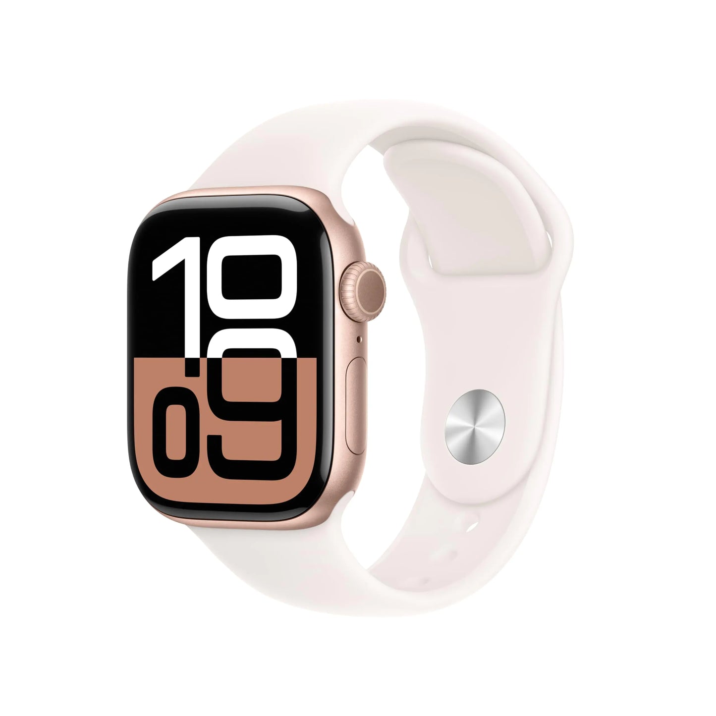Dluxe Ave. Apple Watch Series 10 [GPS 42mm case] Smartwatch with Rose Gold Aluminium Case with Light Blush Sport Band - S/M. Fitness Tracker ECG App Always-On Retina Display Water Resistant
