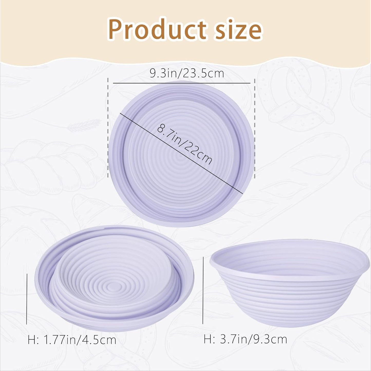 Dluxe Ave. Aledo Sourdough Bread Proofing Basket Kit 2  Bread Making Baking Accessories Set Tools Supplies - Lavender