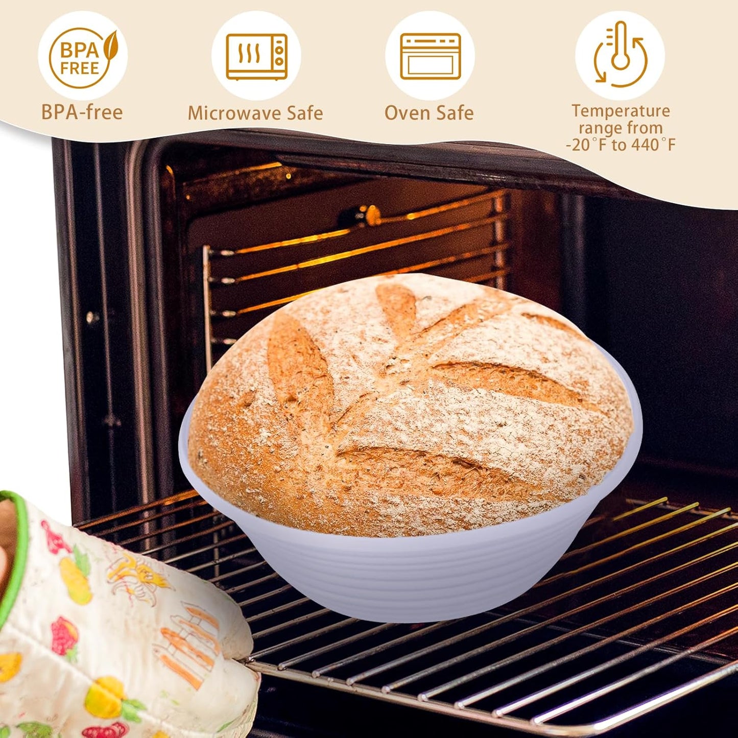 Dluxe Ave. Aledo Sourdough Bread Proofing Basket Kit 2  Bread Making Baking Accessories Set Tools Supplies - Lavender