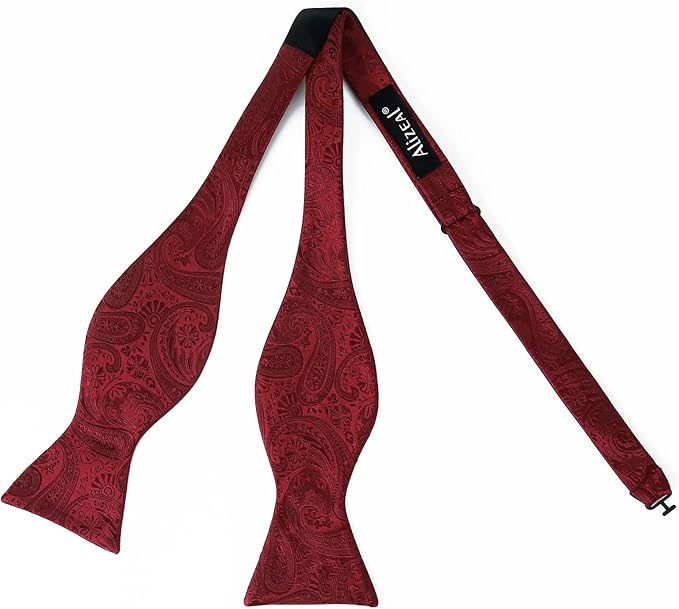 Dluxe Ave. Mens Paisley Bow Tie & Pocket Square Set/ Maroon