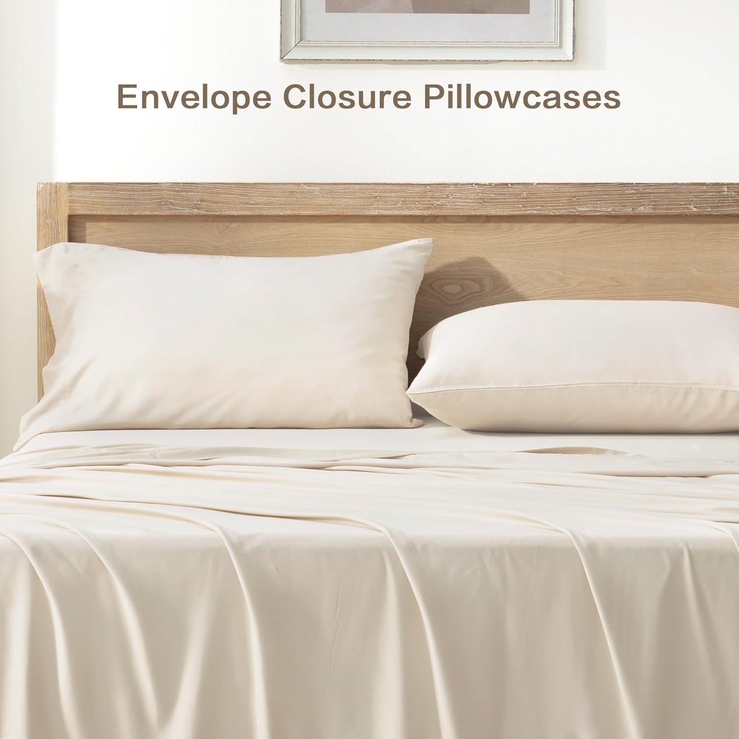 Dluxe Ave. ( CALI./ KING) 4 Pcs Sheet Set/ 100% Viscose Derived from Bamboo/ Deep Pocket Up to 16"/  Hotel Luxury/ Beige