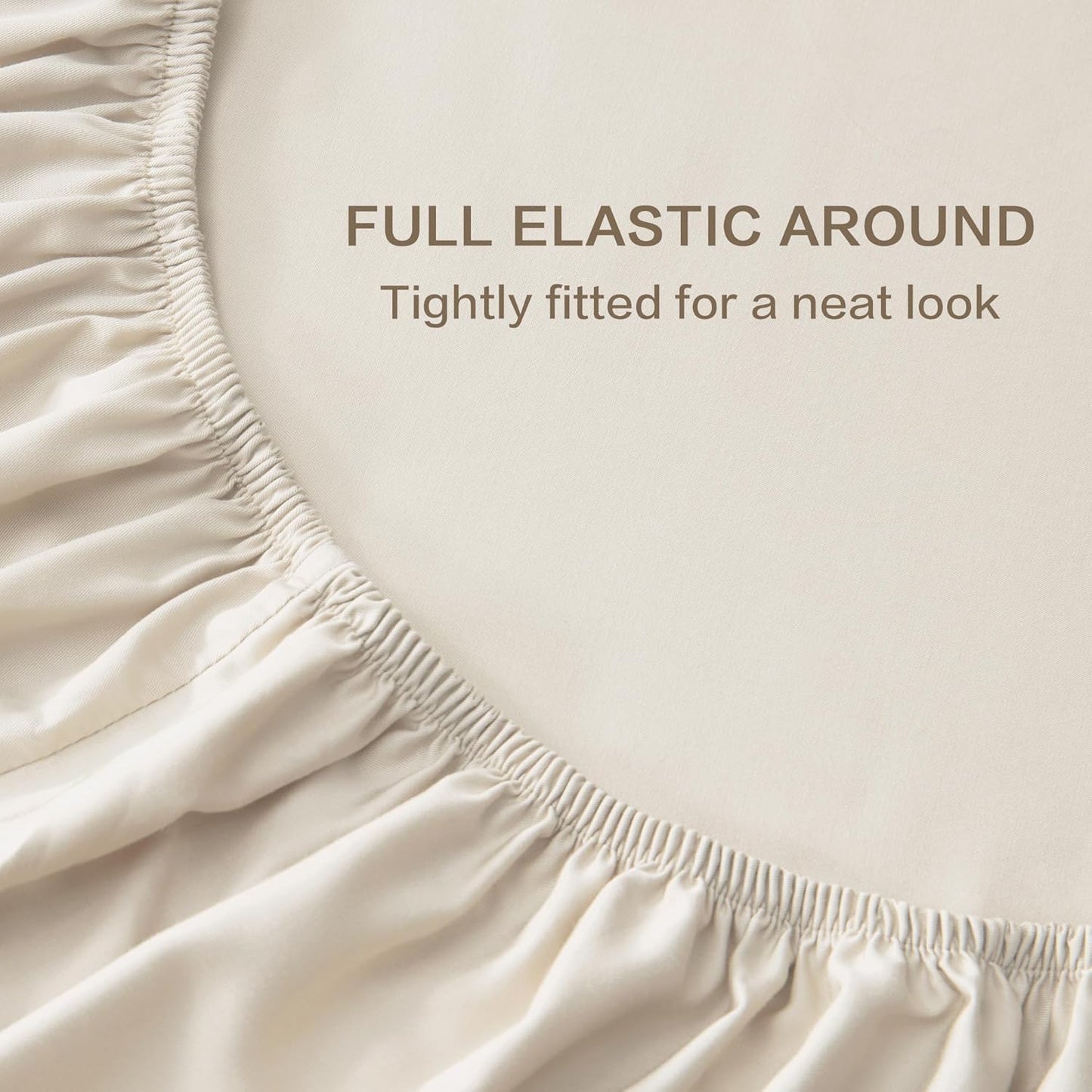 Dluxe Ave. ( CALI./ KING) 4 Pcs Sheet Set/ 100% Viscose Derived from Bamboo/ Deep Pocket Up to 16"/  Hotel Luxury/ Beige