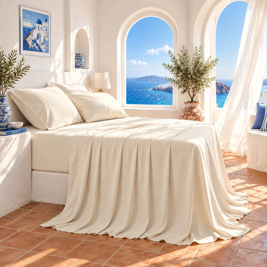 Dluxe Ave. (CALI./ KING) 4 Pcs Sheet Set/ 100% Viscose Bamboo/ Beige