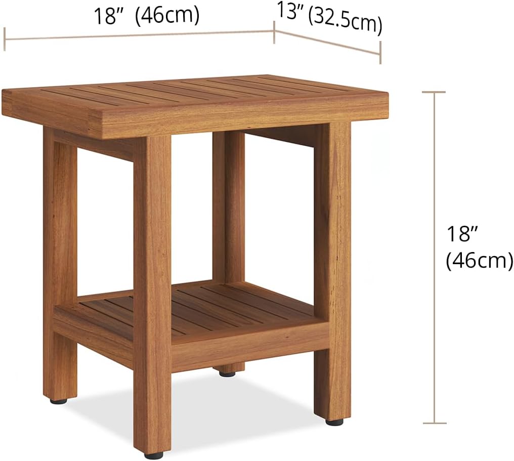 Dluxe Ave. AquaTeak The Original 18" Spa Teak Shower Bench with Shelf
